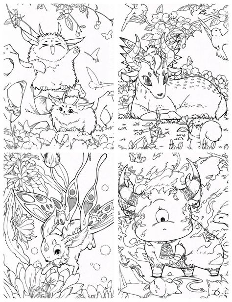 Anime Coloring Book, Animal Embroidery Patterns, Flower Toy, Girls Dollhouse, Classic Portraits, Animal Embroidery, Cute Monsters, Coloring Book Art, Colouring Pages