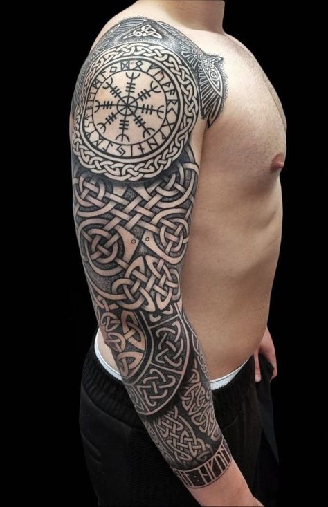 Celtic Tattoos Sleeve, Human Design Tattoo, Nordic Tattoo Sleeve, Viking Sleeve Tattoo, Men's Tattoo Ideas, Celtic Sleeve Tattoos, Scottish Tattoo, Viking Rune Tattoo, Celtic Tattoos For Men