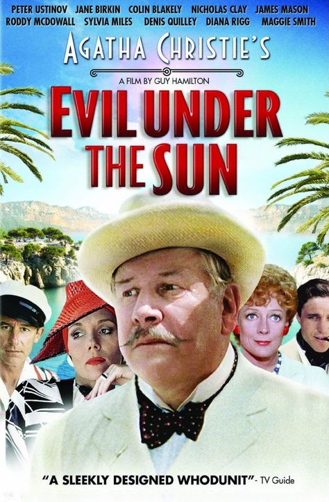 Evil Under the Sun Evil Under The Sun, Peter Ustinov, James Mason, Agatha Christie Books, Mystery Film, Miss Marple, Maggie Smith, Hercule Poirot, Bette Davis