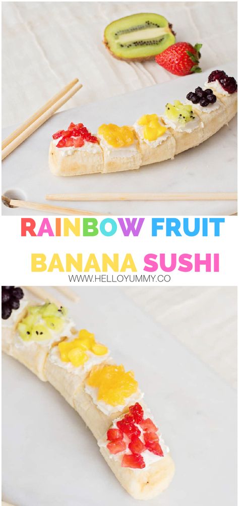 Sushi Easy, Healthy Kids Snacks Easy, Sushi For Kids, Healthy Snack For Kids, Fruit Sushi, Banana Sushi, Rainbow Snacks, Fruit Banana, Snack For Kids