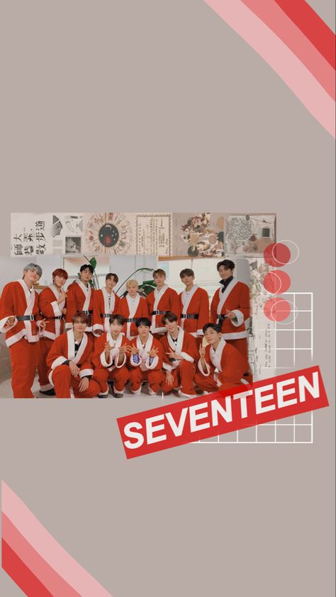 Seventeen Red Wallpaper, Seventeen Christmas Wallpaper, Seventeen Group Photo Wallpaper, Red Seventeen, Seventeen Christmas, Seventeen Group Photo, Seventeen Group, Kpop Christmas, Rose Quartz Serenity