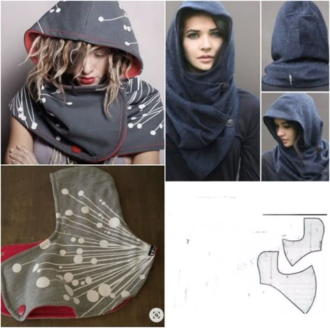 Hooded Cowl Scarf Sewing Pattern, Hooded Cowl Pattern Sewing, Combat Outfit Female, Hooded Cowl Pattern, Hooded Cowl Scarf, Hooded Scarf Pattern, Hoodie Sewing Pattern, Cowl Hood, Hood Pattern