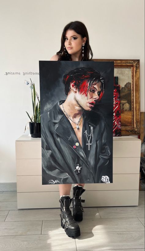 Yungblud Painting, Yungblud Fanart, Yungblud Drawing, Willow Art, Dominic Harrison, Cool Doodles, Maze Runner Series, Music Is My Escape, Painted Jeans