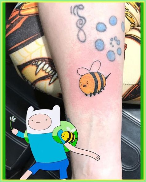 Bees Tattoo, Adventure Time Tattoo, Small Tats, Bee Tattoo, Never Mind, Matching Tattoo, Cartoon Tattoos, Little Tattoos, Matching Tattoos