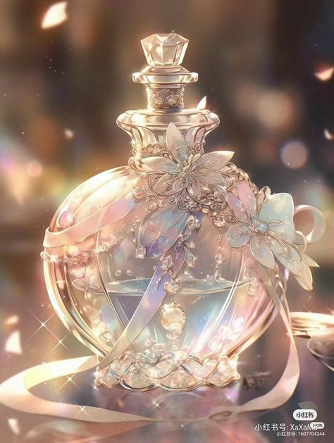 Cool Perfume, Perfume Artwork, Kate Spade Perfume, Perfume Art, Perfume Bottle Design, Magic Bottles, Perfume Bottle Art, Anime Jewelry, Fantasy Props