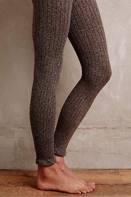 Marled Knit Tights - anthropologie.com Knit Tights, Tight Sweater, Footless Tights, Comfy Leggings, Casual Bottoms, Grunge Look, Stretchy Leggings, Color Coffee, Ribbed Leggings