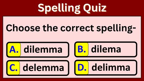 How to improve your spelling mistakes? Learn spelling and test your english spelling skills. This quiz on spelling in English will help you to improve your spelling skills. Spelling mistakes in english for competitive exams. Spelling words for spelling quiz bee competition. Spell Bee Competition, Learn Spelling, Spelling Quiz, English Quiz, English Practice, Grammar Quiz, Spelling Mistakes, English Spelling, Learn To Spell