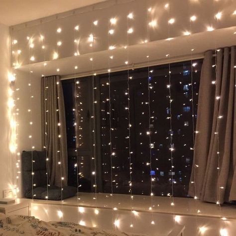 ً on Twitter: "… " Curtain Decoration, Led Curtain, Curtain String Lights, Dekorasi Kamar Tidur, Romantic Atmosphere, Teen Bedroom Decor, Curtain Lights, Cute Room Decor, Cozy Room