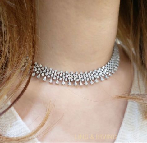 Diamond Choker Indian, Necklace Reference, Diamond Chokers, Diamond Necklace Wedding, Diamond Necklace Simple, Indian Diamond Jewellery, Bridal Diamond Necklace, Real Diamond Necklace, Bridal Necklace Designs