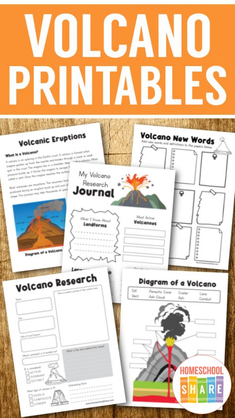 2nd Grade Volcano Project, Stem Volcano Activities, Elementary Volcano Activities, Earth Science Worksheets Free Printable, Volcanoes For Preschool, Volcano Activities For Kindergarten, Homeschool Volcano Unit, Volcano Activities For Middle School, Volcano Unit Study Kindergarten