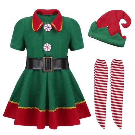 Toddler Elf Costume, Xmas Party Dress, Clothing Fancy, Elf Kostüm, Xmas Party Dresses, Christmas Elf Outfit, Christmas Elf Costume, Kostuum Halloween, Green Elf