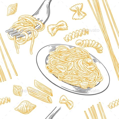 Pasta Illustration, Pasta Farfalle, Pasta Box, Restaurant Poster, Engraving Illustration, Unique Restaurants, Tattoo Project, Restaurant Logo Design, Logo Restaurant