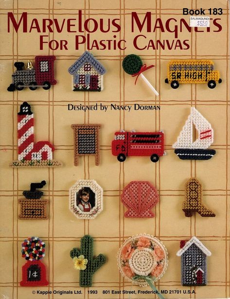 Marvelous+Magnets+For+Plastic+Canvas+Book+-+Kappie+Originals+Book+183 Needlepoint Magnets, Canvas Ornaments, Plastic Canvas Books, Plastic Canvas Coasters, Plastic Canvas Pattern, Vintage Cross Stitch Pattern, Plastic Canvas Stitches, Plastic Canvas Ornaments, Plastic Canvas Patterns Free