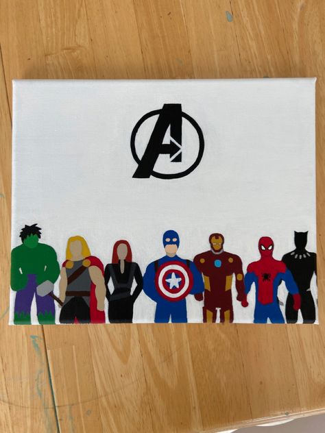 Avengers Easy Painting, Avengers Painting Ideas On Canvas, Avengers Painting Ideas, Marvel Painting Ideas On Canvas, Avengers Canvas Painting, Marvel Workout, Superhero Painting, Avengers Painting, Marvel Canvas