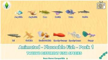 Mod The Sims - Animated - Placeable Fish - Pack 1 Sims 4 Fish Cc, Animated Fish, Gummy Fish, Witchy House, Different Fish, Fish Species, Cc Sims, Maxis Match, Sims 4 Mods