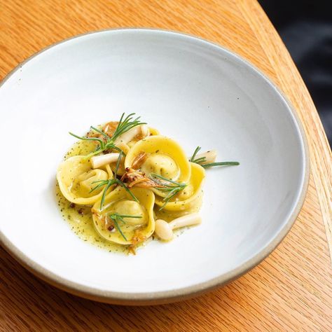 momofuku on Instagram: “introducing tortellini at nishi—only on the new vegetarian pasta tasting for summer. it’s filled with mushrooms and smoked ricotta, then…” Pasta Plates Ideas, Tortellini Plating, Vegetarian Plating, Pasta Plating Ideas, Pasta Presentation, Gourmet Pasta Plating, Pasta Plating, Smoked Ricotta, Gastronomic Food