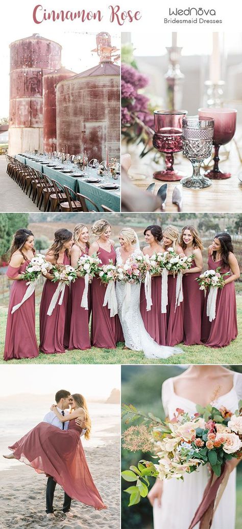 Cinnamon Rose Bouquet, Chianti Wedding Color Scheme, Cinnamon Rose Wedding Color Scheme, Cinnamon Rose Bridesmaid, Bridesmaid Dresses Dusty Rose, Trending Wedding Ideas, Chianti Wedding, Trendy Hairdos, Rosewood Wedding