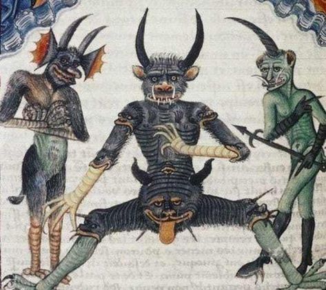 How Artwork Of Satan Has Visually Changed Over Time Medieval Reactions, Medieval Drawings, Arte Occulta, Medieval Paintings, Art Noir, Occult Art, Medieval Manuscript, Arte Obscura, Angels And Demons