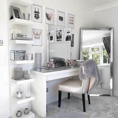 Ikea Lack Shelf Ideas, Lack Wall Shelf, Quarantine Routine, Teen Desk, Nordic Room, Dressing Room Decor, White Room Decor, Luxury Room Bedroom, Vanity Decor