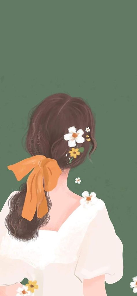 Girl With Flowers, Daisy Wallpaper, Wallpaper Doodle, Girly Wall Art, Illustration Art Girl, 수채화 그림, Cute Simple Wallpapers, Preset Lightroom, Girly Art Illustrations