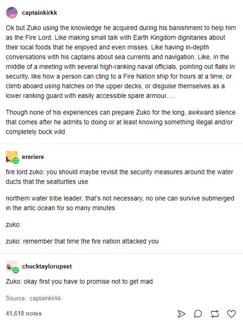 Chaos Avatar Zuko, Zuko Water Tribe, Avatar The Last Airbender Fanfiction, Zuko Imagines, Atla Tumblr Posts, Avatar Navi Headcanons, Hakoda And Zuko, Zuko Tumblr, Avatar The Last Airbender Tumblr