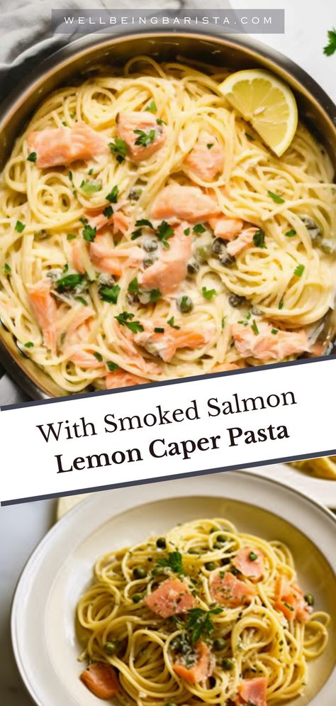 Vodka Salmon Pasta, Smoked Salmon Pasta Creamy, Salmon Alfredo Pasta Recipes, What To Do With Smoked Salmon, Salmon And Pasta Recipes, Lemon Salmon Pasta, Lemon Caper Pasta, Smoked Salmon Pasta Recipes, Pasta With Smoked Salmon