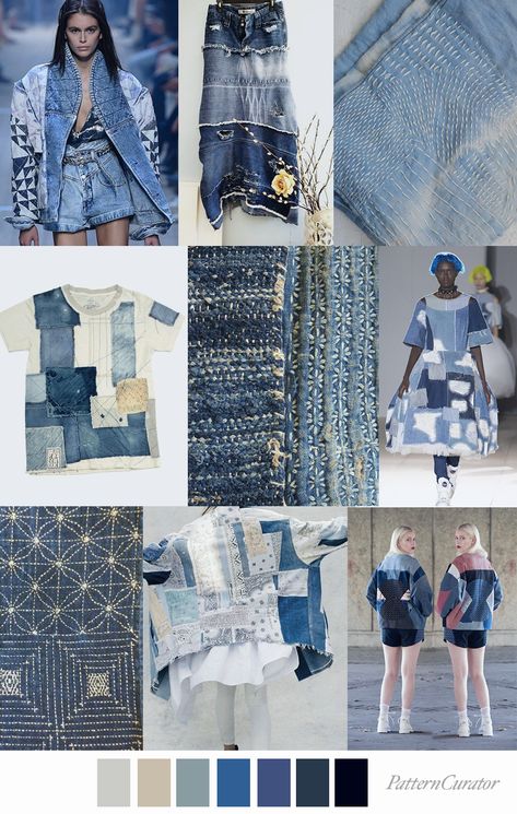 IN STITCHES Pattern Curator, Fashion Show Themes, Color Trends Fashion, Denim Projects, Fashion Themes, Fashion Mood Board, 2020 Fashion, Denim Trends, Mood Board Fashion