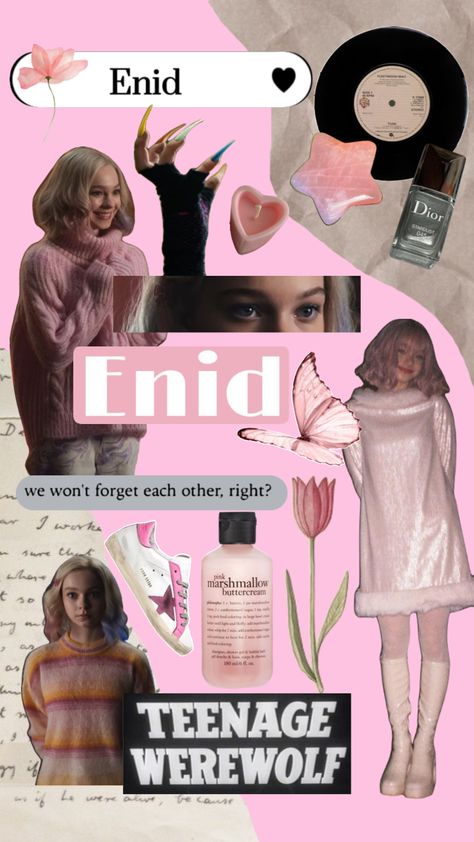 Enid Werewolf, Wednesday Characters, Enid Wednesday, Cute Shuffles, Teenage Werewolf, Marshmallow Buttercream, Enid Sinclair, Pink Marshmallows, Emma Myers