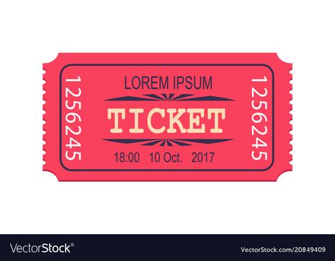 Ticket Drawing, Pink Tickets, Paper Invitation, Ticket Design, Admission Ticket, Free Entry, Flat Style, Business Names, Invitation Paper