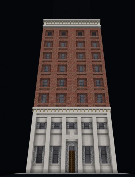 Minecraft Appartement Building, Minecraft City Buildings Skyscrapers, Minecraft Designs Houses, Minecraft Town Builds, Minecraft Office Building, Minecraft Apartment Building, Amazing Minecraft Houses, Minecraft Brick, Minecraft Skyscraper