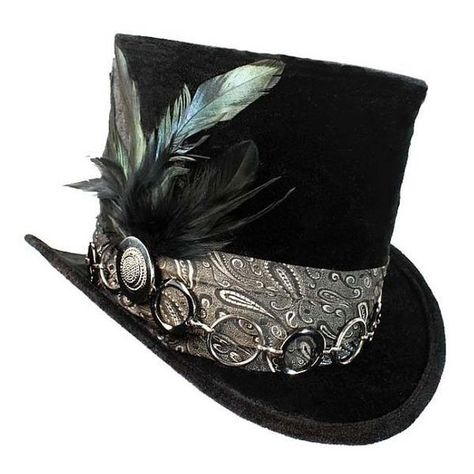 Tall Black Top Hat Smooth In Silver Gothic Steampunk Victorian... ❤ liked on Polyvore featuring men's fashion, men's accessories, men's hats, mens cuban link chain, mens hats, mens travel accessories, mens formal wear accessories and men's formal accessories Mens Top Hat, Formal Hats Men, Steampunk Top Hat Mens, Victorian Hats Men, Gothic Top Hat, Steampunk Hats Mens, Gothic Hats, Victorian Mens Fashion, Victorian Mens Clothing