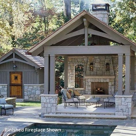 Lava rock fireplace