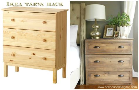 Mesita de noche grande hecha con cómoda Tarva. Ikea hack. Ikea Night Stands Hack, Ikea Tarva Stain, Tarva 3 Drawer Dresser Hack, Tarva Chest Hack, Tarva 3 Drawer Dresser, Tarva Nightstand Hack, Ikea Rustic, Rast Makeover, Tarva Ikea