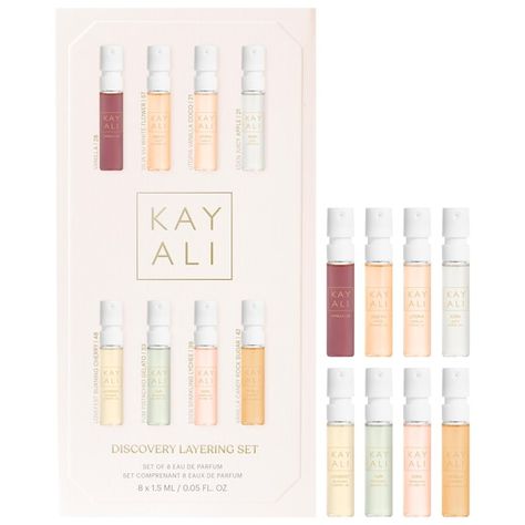 Discovery Perfume Layering Set - KAYALI | Sephora Kayali Perfume, Perfume Layering, Pistachio Gelato, Woody Perfume, Airbrush Foundation, Beauty Wishlist, Miniature Perfume, Perfume Set, Highlighter Brush