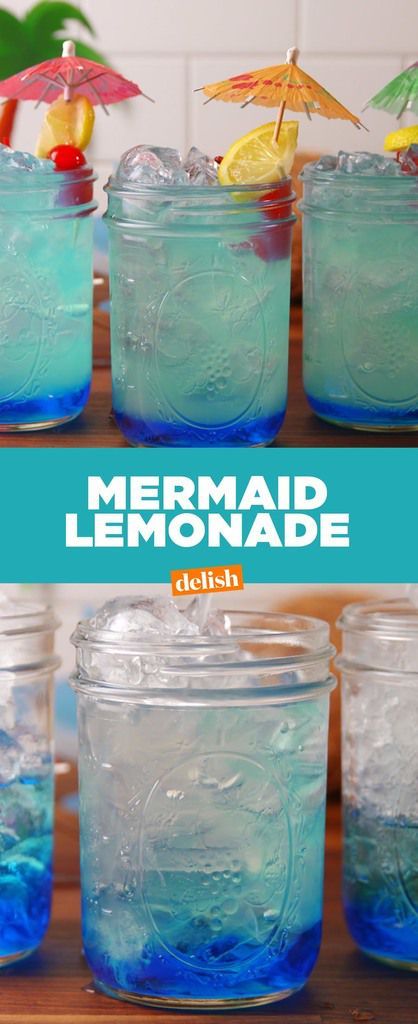 Mermaid Lemonade Will Bring Out Your Inner ArielDelish Mermaid Lemonade, Kek Lapis, Party Drinks Alcohol, Jello Shot, Beach Drinks, Blue Curacao, Lemonade Recipes, Alcohol Recipes, Adult Drinks