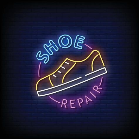 Shoe Repair Neon Signs Style Text Vector Shoe Logo Ideas, Business Vision Board, Business Vision, Adobe Illustrator Design, Illustrator Design, Media Sosial, Shoe Repair, Adobe Illustrator, Vector Art