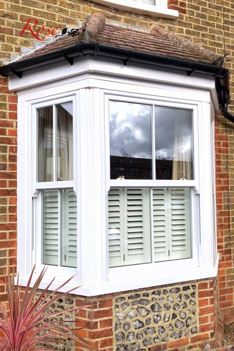 Our most cost-effective window, the Charisma Rose is suited to both new and old properties, perfect for upgrading failing timber windows. It provides excellent thermal efficiency thanks to its multi-chambered frame and energy efficient glass, as well as triple seals that help to draughtproof your property. Shutters Bay Window, Exterior Window Trim Ideas, Bay Window Exterior, Upvc Sash Windows, Terrace House Exterior, Double Glazed Sash Windows, Window Exterior, Sash Window, Sliding Window