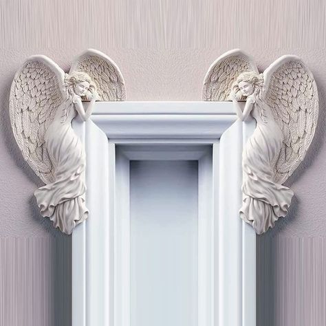 PRICES MAY VARY. ❤️【Healing Angel Statue】The Healing Angel Wings Sculpture protects, nourishes, and heals you and your family's mind and body. Feeling blissful when you look up to find an angel watching over your door frame. Brings a positive spirit into your life ❤️【Premium material】The angel wing sculpture is made of natural resin and a safety coating, which makes the shape of the statue smooth and comfortable to touch with a clear outline. The bright texture, which is not easy to wear and scr Wing Sculpture, Wings Sculpture, Angel Door, Frame Ornaments, Angel Wings Wall Art, Door Way, Angel Wings Design, Angel Wings Wall, Wing Wall