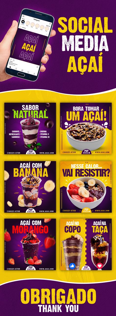 Flyer Açaí, Web Design Inspiration Portfolio, Adobe Photoshop Photography, Advertisement Layout, Instagram Feed Layout, Creative Advertising Design, Food Menu Design, Publicidad Creativa, Creative Graphic Design