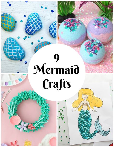 9 Now Ideas: Mermaid Crafts for Kids | Make and Takes Mermaid Crafts For Kids, Mermaid Diy Crafts, Little Mermaid Crafts, Kerajinan Diy, Mermaid Birthday Party Decorations, Mermaid Theme Birthday Party, Mermaid Kids, Mermaid Crafts, Footprint Crafts