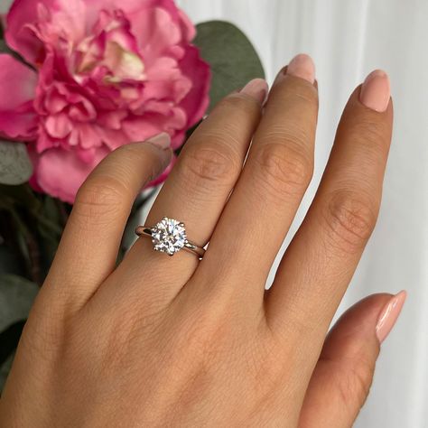 2ct Round Engagement Ring, 6 Prong Solitaire Engagement Ring, Solitaire Engagement Ring Round, Classic Solitaire Ring, Classic Engagement Ring Solitaire, V Style, Ring Inspo, Round Engagement Rings, Wedding Prints