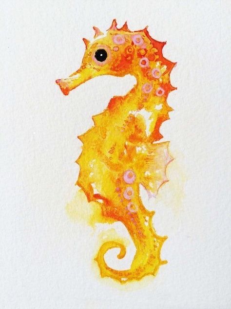 Seahorse Watercolor, Watercolor Seahorse, Sea Turtle Watercolor, Ocean Drawing, Summer Drawings, Turtle Watercolor, Seahorse Art, Sea Life Art, Cocoppa Wallpaper