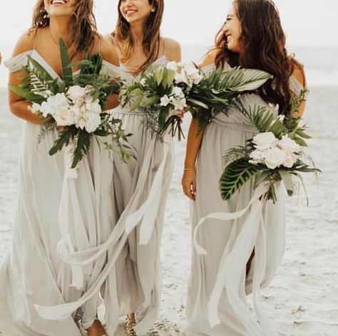 Bali Wedding Bouquet, Maui Wedding Bouquets, Beachy Bouquet Wedding, Tropical Wedding Bridesmaid Bouquets, Beach Theme Bouquet, White Tropical Flower Bouquet, Neutral Tropical Bouquet, Beach Bridesmaid Bouquet, Bridesmaid Dresses For Tropical Wedding