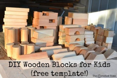 diy wooden blocks for kids free template Diy Wood Animals, Diy Blocks For Kids, Diy Wooden Toys For Toddlers, Wooden Blocks For Kids, Wooden Blocks Diy, Kids Woodworking Projects, Diy Building Blocks, Blocks For Kids, Wooden Blocks Toys