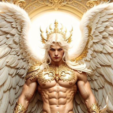 Fantasy Angels, Guild Hunter, Angel Wings Gold, Angel Character, Male Angels, Male Body Art, Male Angel, Black Panther Art, Bel Art