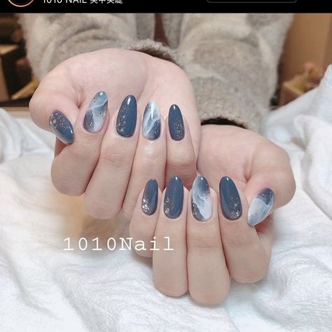 Nail Art Dark Blue, Nail Art Navy Blue, Nail Art Navy, Navy Nail Art, Ombre Chrome, Ombre Chrome Nails, Brown Acrylic Nails, Dark Blue Nails, Navy Nails