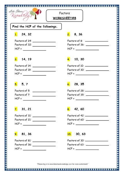 Grade 4 Maths Resources (1.9 Factors Printable Worksheets) Factors Worksheet, Personal Hygiene Worksheets, Grade 6 Math Worksheets, Kindergarten Math Free, Kindergarten Math Worksheets Free, Math Practice Worksheets, Maths Resources, 4th Grade Math Worksheets, Better Grades