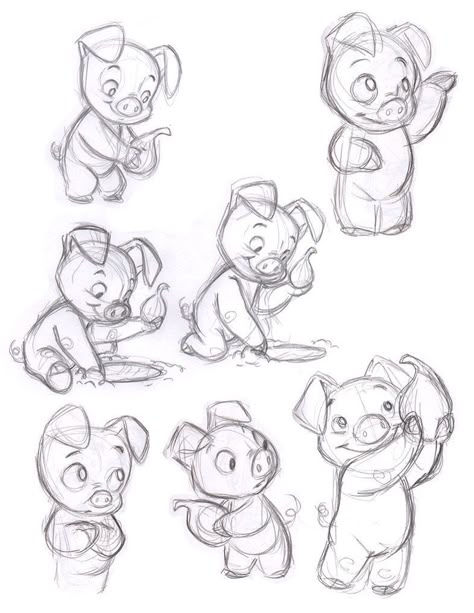 Pig Sketch, Animation Character Design, Pig Drawing, Character Design Cartoon, Doodle Characters, Pig Illustration, Animation Character, Character Model, Model Sheet