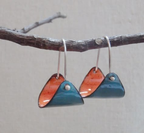 Ronda Whitaker, enameled copper earrings Handmade Enamel Dangle Jewelry, Enamel On Copper, Copper Enamel Jewelry, Handmade Turquoise Enamel Earrings, Copper Enamel Earrings, Artistic Enamel Dangle Earrings, Torch Fired Enamel Jewelry, Enameling Jewelry, Enameled Jewelry