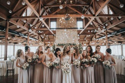 Keep in Touch - How to Communicate Efficiently with Your Bridal Party — Marrygrams Neutral Bridesmaid Dresses Mismatched, Neutral Bridesmaid Dresses, Bridesmaids Dress Inspiration, Group Of Women, Mismatched Bridesmaid Dresses, Wedding Winter, Neutral Wedding, Bridesmaids And Groomsmen, Dress Bridesmaid